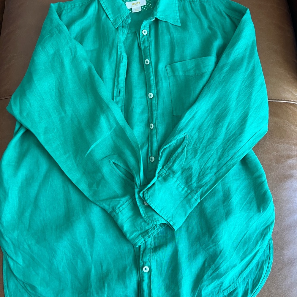 Anthropologie The Bennet Buttondown linen Shirt by Maeve size small